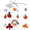 Cute Orange Bees Rainbow Handmade Baby Musical Crib Mobile Hanging Toy Gift Boys Girls Nursery Room Decor