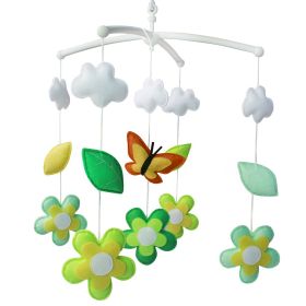 Butterfly and Green Flowers Handmade Baby Musical Crib Mobile Hanging Toy Gift Boys Girls Nursery Room Decor