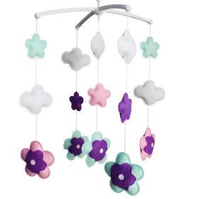 Baby Crib Mobile Pink Blue Flowers Handmade Musical Mobile Baby Shower Gift Nursery Decor