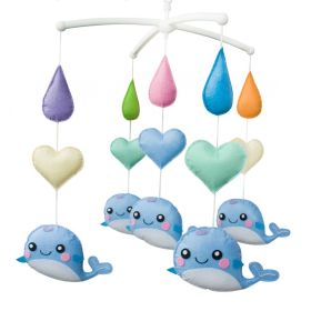 Handmade Baby Crib Mobile Baby Musical Mobile Kids Room Nursery Decor Baby Shower Gift; Blue Cute Whales