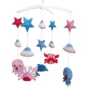 Baby Crib Mobile Infant Toy Baby Nursery Mobile Hanging Bed Decor for Boys Girls Baby Shower; Blue and Pink Crab Octopus and Shell