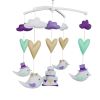 White Birds Baby Crib Mobile Infant Room Nursery Decor Hanging Musical Mobile Crib Toy