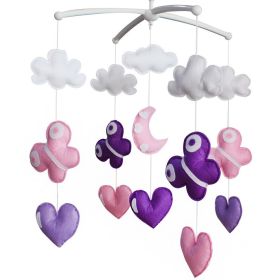 Pink Purple Butterfly Handmade Baby Musical Crib Mobile Hanging Toy Gift Boys Girls Nursery Room Decor