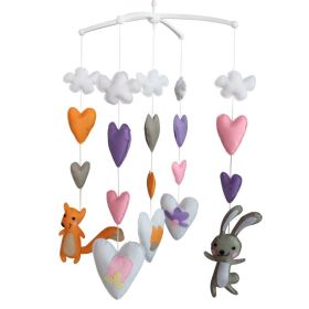 Handmade Baby Crib Mobile Nursery Decor Musical Crib Mobile Boys Girls Baby Shower Gift; Rabbit and Fox