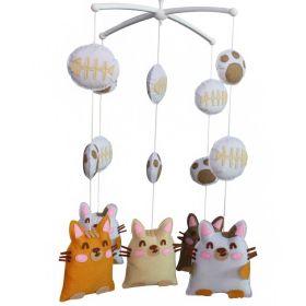 Handmade Baby Crib Mobile Baby Shower Gift Boys Girls Nursery Room Decor; Cute Cats