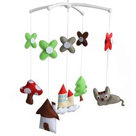 Baby Crib Mobile Castle Cat Mushroom Trees Handmade Musical Mobile Baby Shower Gift Nursery Decor