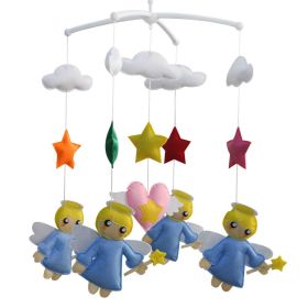 Colorful Stars Blue Angels Baby Crib Mobile Infant Room Hanging Musical Mobile Crib Toy Nursery Decor for Girls Boys