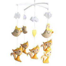 Handmade Baby Crib Mobile Animal Baby Nursery Mobile Toy Hanging Bed Decor Boys Girls Baby Shower Gift; Yellow Fox and Birds