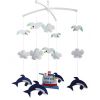 Ocean Handmade Baby Crib Mobile Infant Toy Nursery Bed Decoration Musical Crib Mobile for Girls Boys; Dolphins Seagulls and Ships