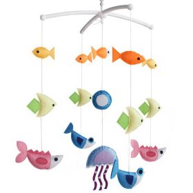 Colorful Fish Handmade Baby Crib Mobile Infant Toy Nursery Decor Musical Crib Mobile; Sea World