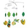 Lovely Yellow Birds Green Leaves Handmade Baby Musical Crib Mobile Boys Girls Nursery Mobile Hanging Toy