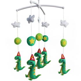 Handmade Baby Crib Musical Mobile Bell Baby Shower Gift Nursery Decor ; Green Dinosaur with Hat