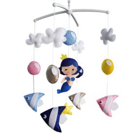 Colorful Ocean Cute Baby Mobile Nursery Decor Musical Crib Mobile for Girls Baby Shower Gift; Mermaid Princess and Fishes