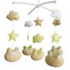 Beige Cute Frog Handmade Baby Musical Crib Mobile Hanging Toy Gift Boys Girls Nursery Room Decor