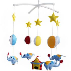 Handmade Baby Crib Mobile Baby Musical Mobile Nursery Room Hanging Animal Toy Decor; Circus Elephant