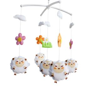 Handmade Baby Crib Mobile Baby Musical Mobile Nursery Room Hanging Animal Toy Decor; White Sheep