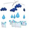 Blue Owl Panda Bear Raindrops Handmade Baby Musical Crib Mobile Boys Girls Nursery Mobile Hanging Toy