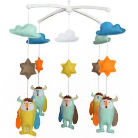 Colorful Birds Monster Handmade Baby Musical Crib Mobile Boys Girls Nursery Mobile Hanging Toy