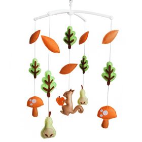 Baby Crib Mobile Autumn Forest Mushroom Pear Squirrel Handmade Musical Mobile Baby Shower Gift Nursery Decor