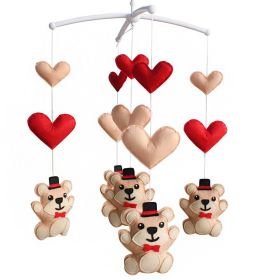 Cute Bears Handmade Baby Crib Mobile Animal Hanging Musical Mobile Infant Nursery Room Toy Decor