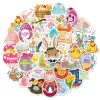 50pcs/roll Easter Day Bunny Rabbit Stickers Roll; Cute Happy Easter Stickers For Kids Children Card Scrapbooking