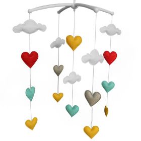 Handmade Yellow Green Red Hearts Baby Crib Mobile Nursery Room Decor Musical Mobile Crib Toy for Girls Boys