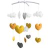 Handmade Orange Yellow Grey Hearts Baby Crib Mobile Nursery Room Decor Musical Mobile Crib Toy for Girls Boys