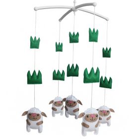 Handmade Baby Crib Mobile Sheep Baby Musical Mobile Kids Room Nursery Decor