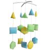 Handmade Yellow Green Blue Plush Geometric Figure Baby Crib Mobile Nursery Room Decor Musical Mobile Crib Toy for Girls Boys