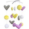 Handmade Plush Purple Yellow Grey Hearts Baby Crib Mobile Nursery Room Decor Musical Mobile Crib Toy for Girls Boys