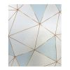 Blue Geometry Translucent Window Film No Glue Static Decorative Privacy Films Window Sticker for Glass; 15x39 inches