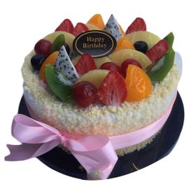 Artificial Fruit Cake Simulation Birthday Cake Food Model Party Decoration Replica Prop Display; 6 inches