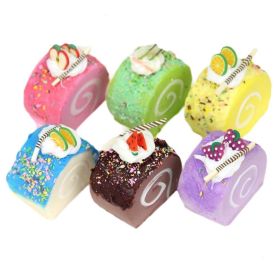 6 Pcs Fake Slice Cake Roll Fake Food Bakery Shop Display Model Party Decoration Faux Replica Cake Photography Props