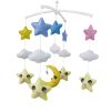 Handmade Baby Crib Musical Mobile Bell Yellow Moon and Stars Baby Shower Gift Nursery Decor for Boys and Girls