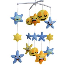 Blue Star Sun Yellow Moon Baby Crib Mobile Nursery Room Decor Baby Mobile for Crib