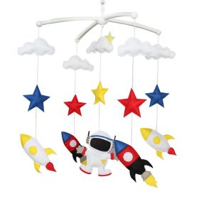 Blue Red Baby Musical Mobile Nursery Decoration Crib Mobile for Boys; Rocket