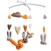 Baby Crib Mobile Animal Musical Crib Mobile Nursery Room Hanging Decor Toy Orange Brown White Rabbit