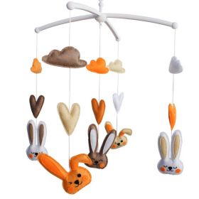 Baby Crib Mobile Animal Musical Crib Mobile Nursery Room Hanging Decor Toy Orange Brown White Rabbit