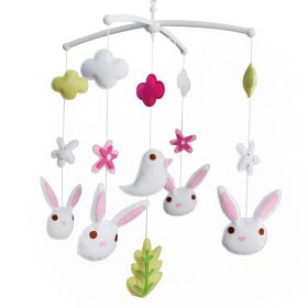 Baby Crib Mobile Animal Musical Crib Mobile Nursery Room Hanging Decor Toy White Rabbit Bird