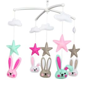 Baby Crib Mobile Animal Musical Crib Mobile Nursery Room Hanging Decor Toy Pink Blue Grey White Rabbit