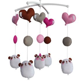 Baby Crib Mobile Animal Musical Crib Mobile Nursery Room Hanging Decor Toy White Round Panda Heart Balloon