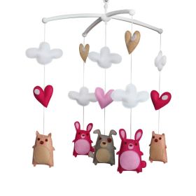 Baby Crib Mobile Animal Musical Crib Mobile Nursery Room Hanging Decor Toy Dog Rabbit Pig