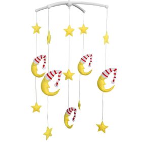 Handmade Baby Crib Mobile Sleeping Moon Baby Musical Mobile Kids Room Nursery Decor; Yellow