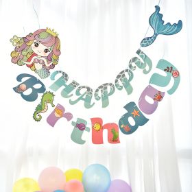 1 SET Paper Happy Birthday Banner Cartoon Unicorn Dinosaur Mermaid Birthday