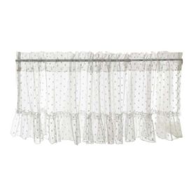 White Gauze Curtain Lace Partition Short Curtain Half Curtain Polka Dot Valance Sheer Curtain Tier Cafe Curtain,59x15 inch