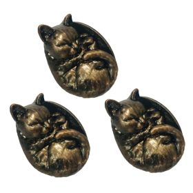 3 Pcs Lovely Sleeping Cat Resin Knobs Pulls Dresser Cabinet Drawer Knobs Handles for Kitchen Bathroom Wardrobe Cupboard,Bronzed