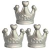 Cute Silver Crown Drawer Knobs Girls Room Wardrobe Decor Handle Pulls, 3 Pcs