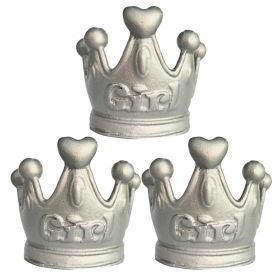 Cute Silver Crown Drawer Knobs Girls Room Wardrobe Decor Handle Pulls, 3 Pcs