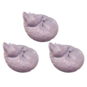 3 Pcs Purple Sleeping Cats Cabinet Resin Knobs Drawer Dresser Knobs Pulls for Cupboard Wardrobe Furniture Hardware