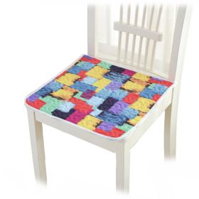 4Pcs Dining Chair Pads With Ties Oil Painting Style Checkered Seat Cushions